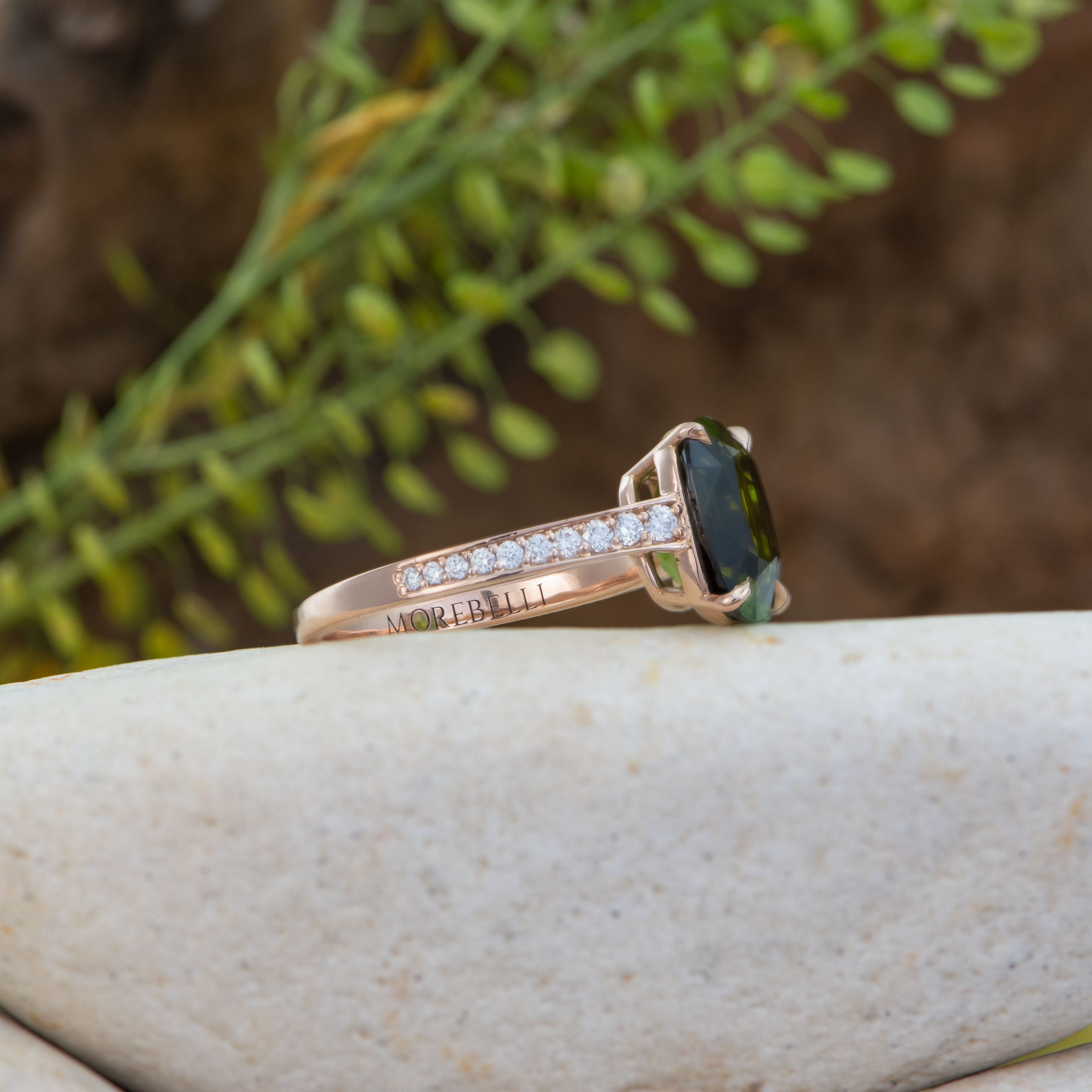 Or rose, Tourmaline Verte, Diamants – Image 2