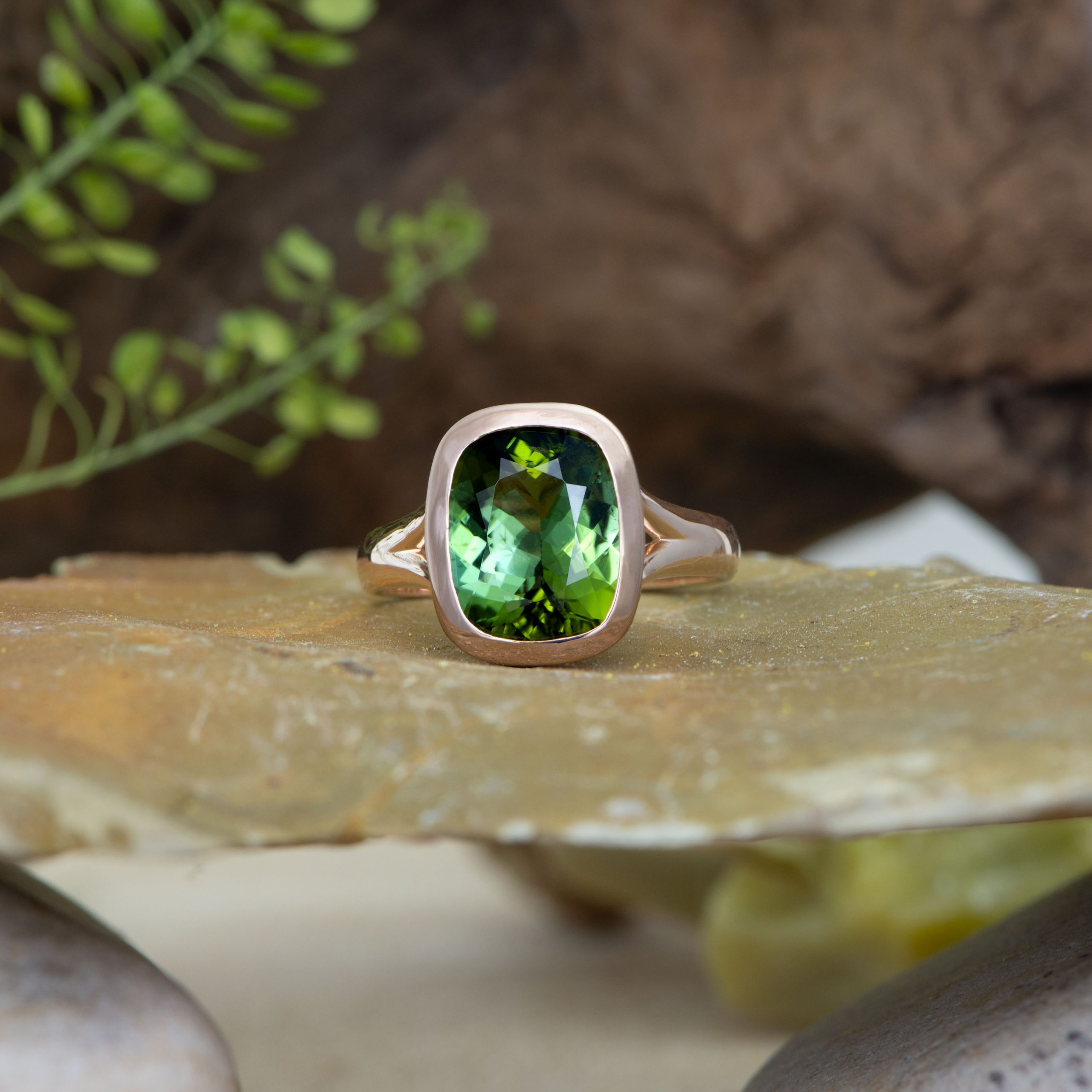 Or rose, Tourmaline verte