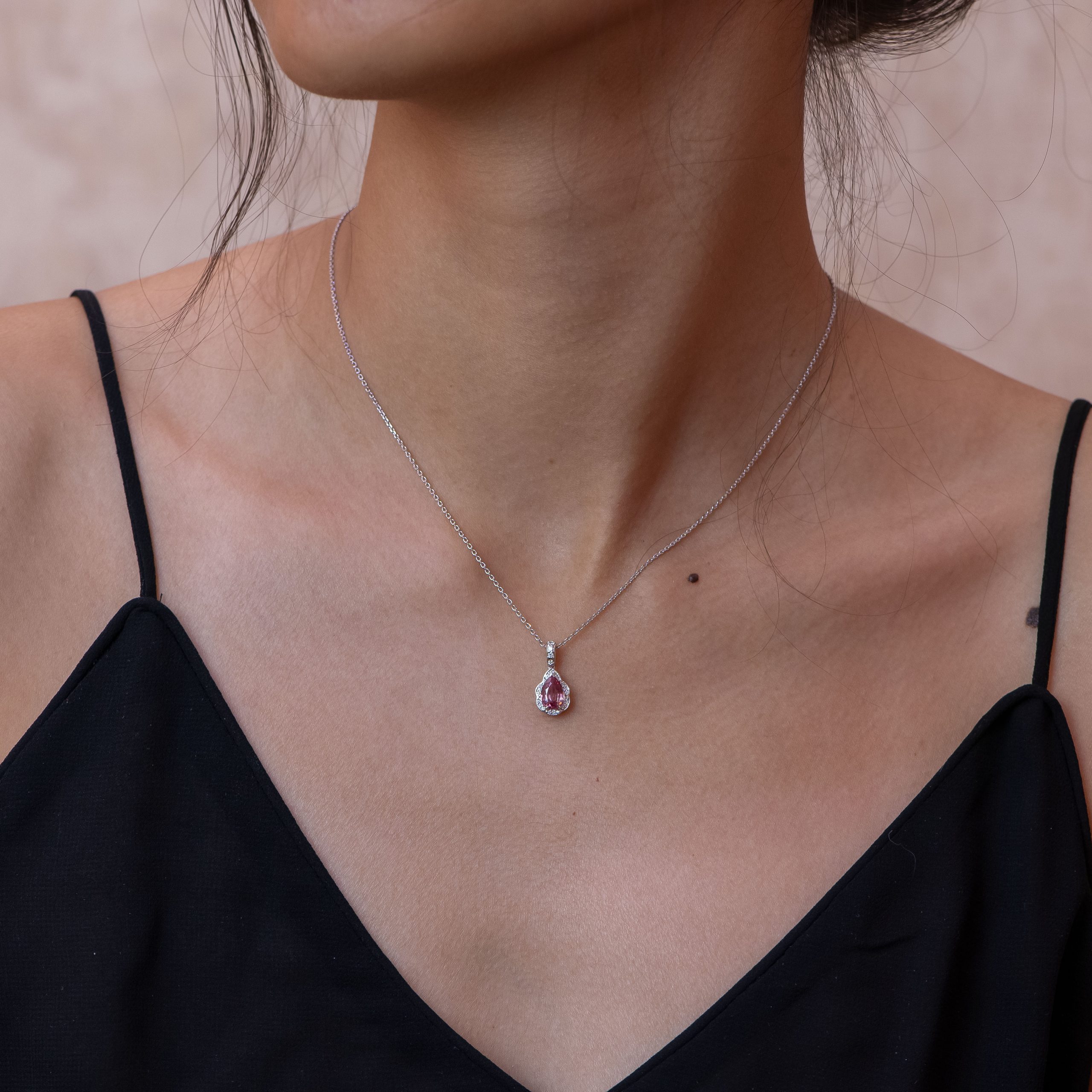 Or jaune, Saphir Padparadscha, Diamants – Image 2