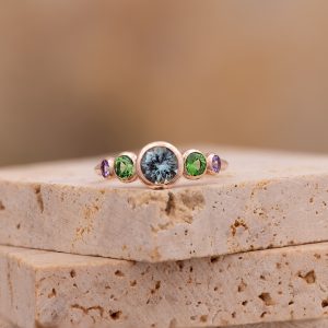 Or rose, Aigue-marine, Tsavorites, Tourmalines